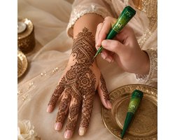 Yashika - 3 Stuks Henna Tattoo - Tijdelijke Tattoo - Festival Tattoos - Mehndi - Nep Tattoo Huid Tijdelijke Tattoo Volwassenen - Zomerfeest Tattoos - Festival Tattoo - Nep Tattoo - Henna Tattoo Inkt Pasta 3 Cones - Natuurlijke Kruiden - Henna Pasta