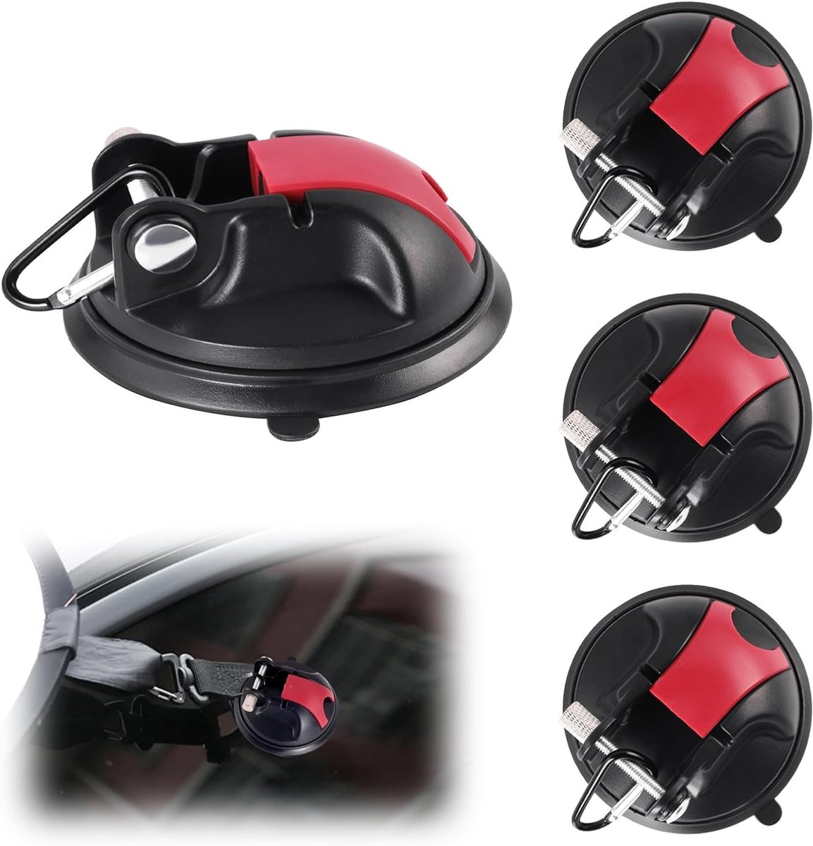 Set van 4 Zuignap Haken met Sterke Grip voor Camping, Keuken en Badkamer - Tot 30 kg Draagvermogen, Ideaal voor Auto en Motorhome Accessoires