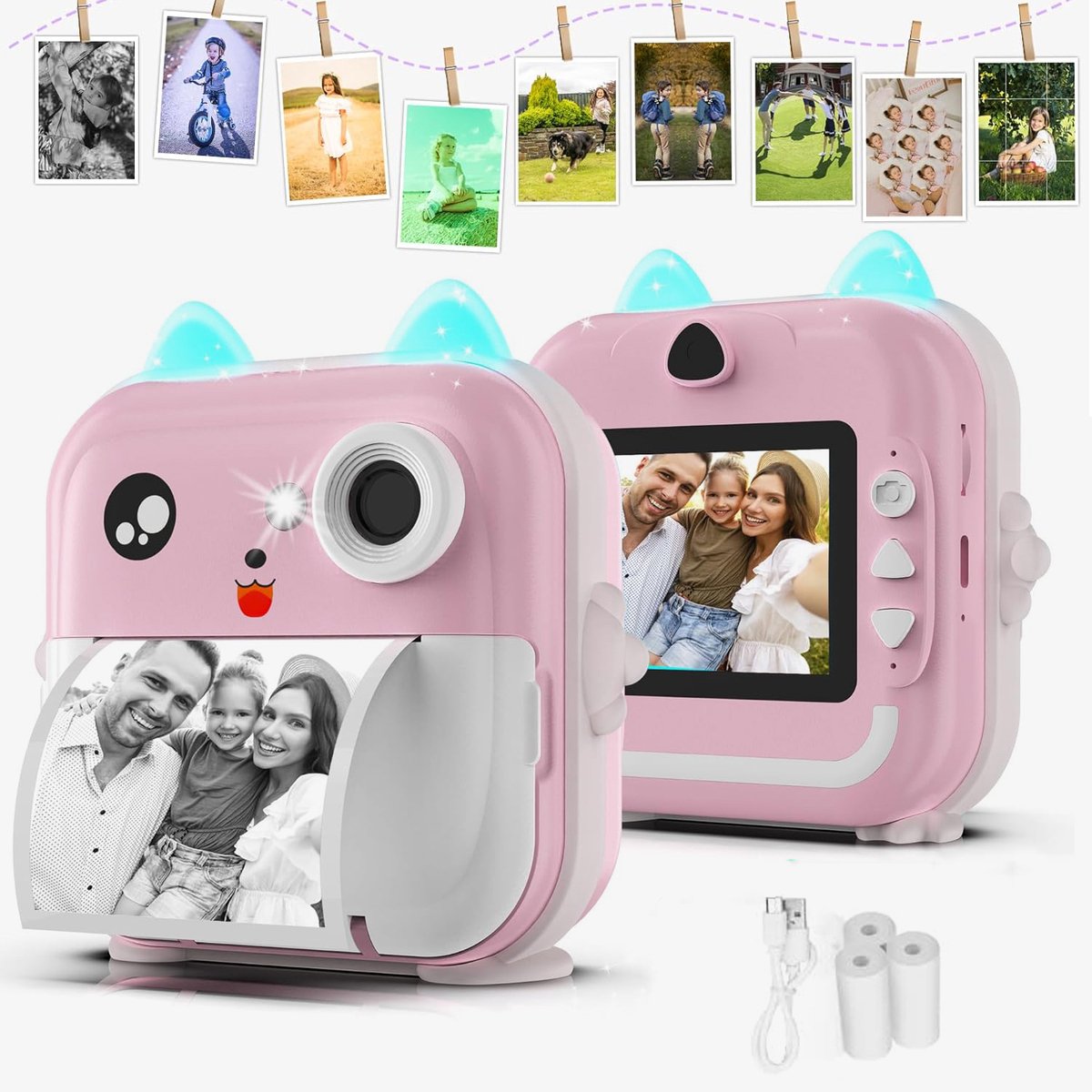 Instant Printcamera Voor Kinderen - 1080P HD Digitale Camera - Draagbare Camera Voor Peuters - Gifjes Voor Jongens En Meisjes