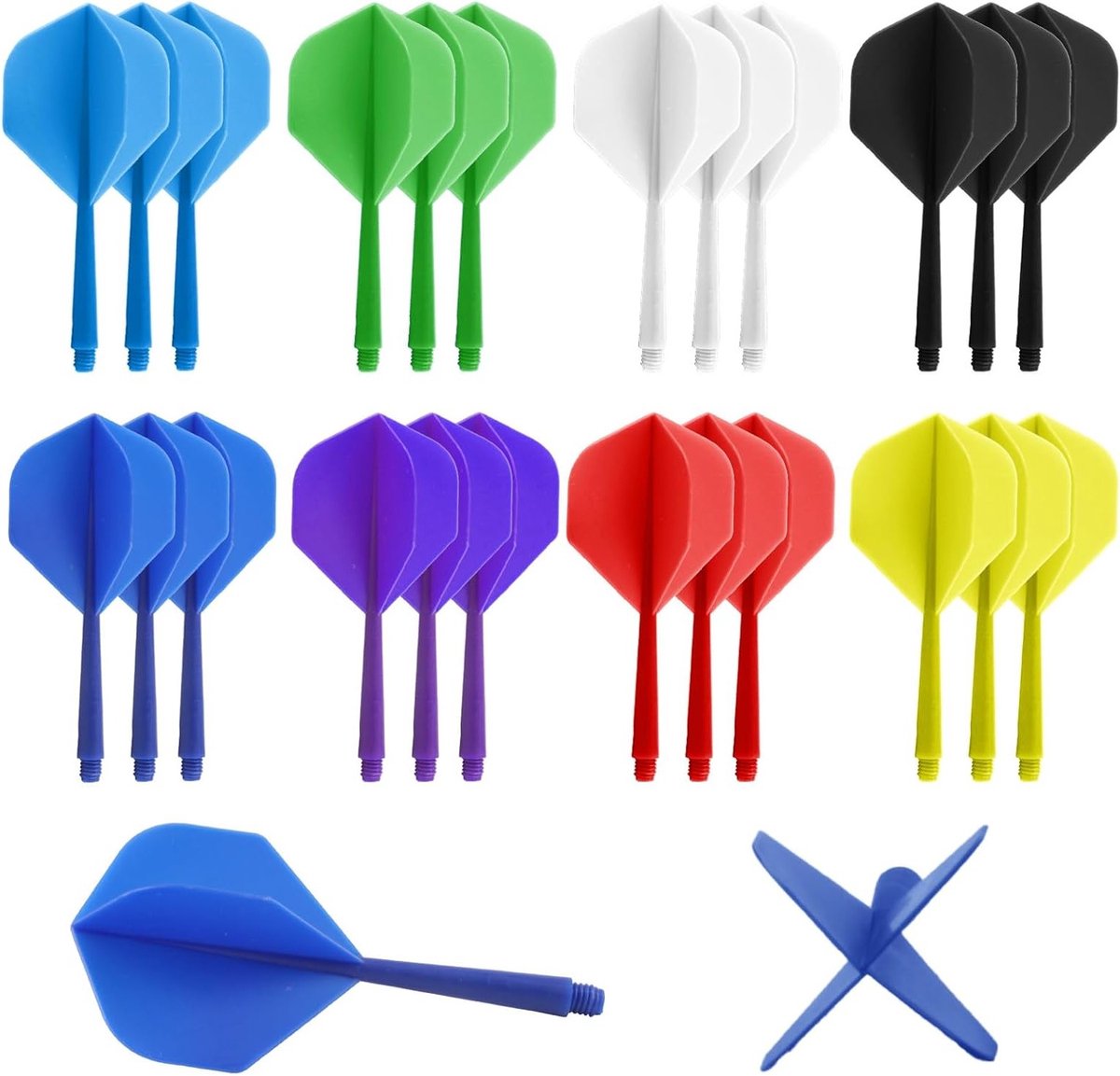 24 Stuks Geïntegreerde Dart Flights en Schachten, Professionele Dartaccessoires met 2BA Schroefdraad, Ideaal voor Dartsport en Training