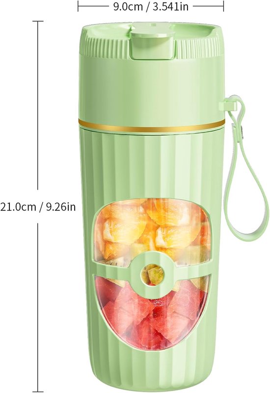 KZQ Glas USB-C draagbare blender - 450ml snoerloze smoothie- en eiwitshake maker - Perfect voor reizen gym en kantoor - Groen van kzq — afbeelding 5