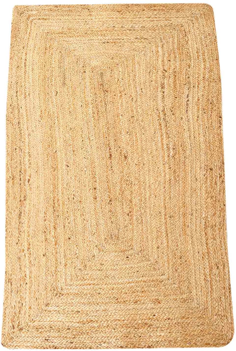 Rechthoekig jute vloerkleed – Handgemaakt natuurvezel tapijt – Naturel beige/bruin – Esha Natur