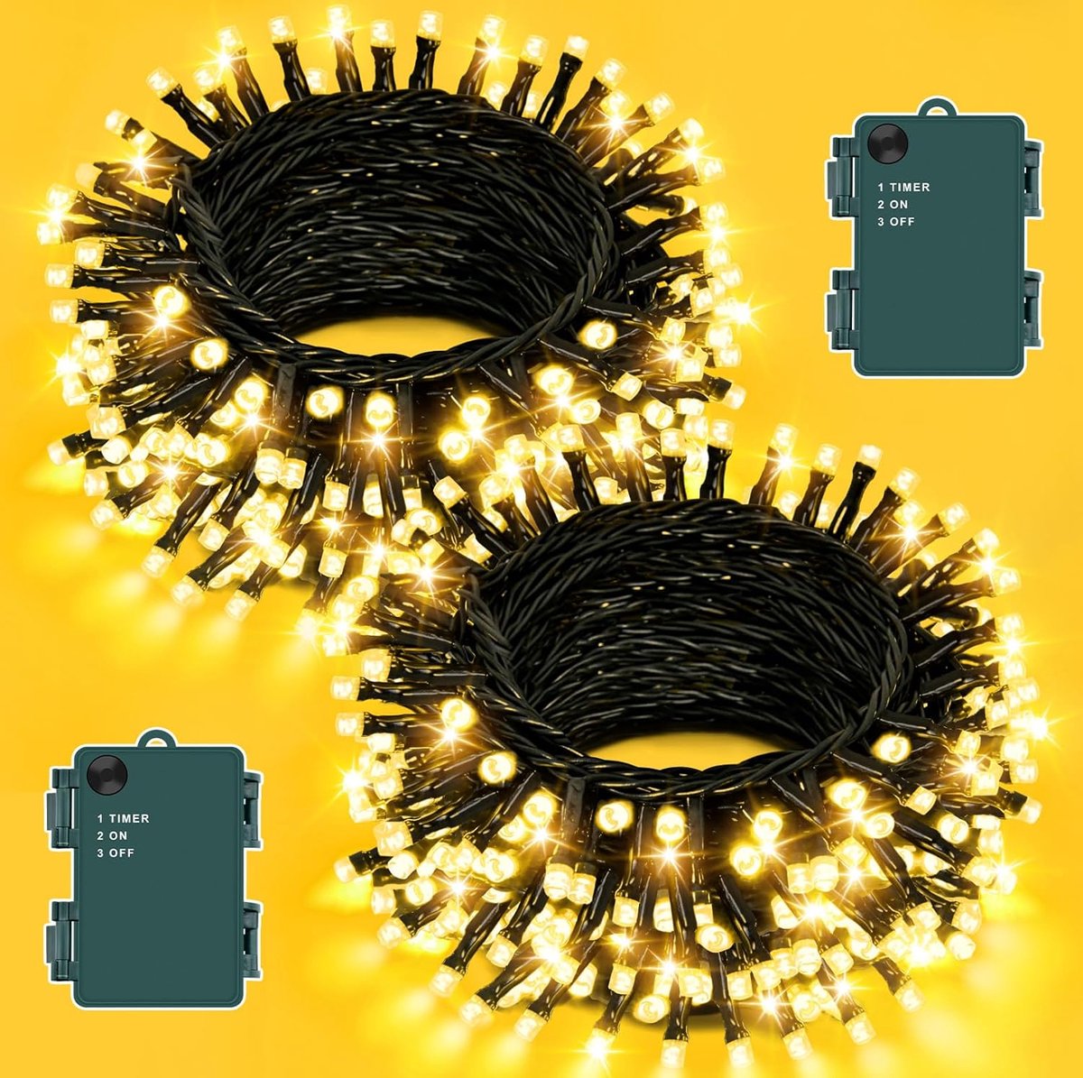 SnelShoppen - 2 Pack Warm White 5m 50 LED Fairy Lights met 6 Uur Timer - IP65 Waterdichte Sfeerverlichting voor Binnen en Buiten - Perfect voor Kerst,