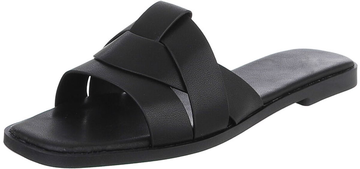 Dames slippers - gekruiste bandjes - instapmodel Mt:36