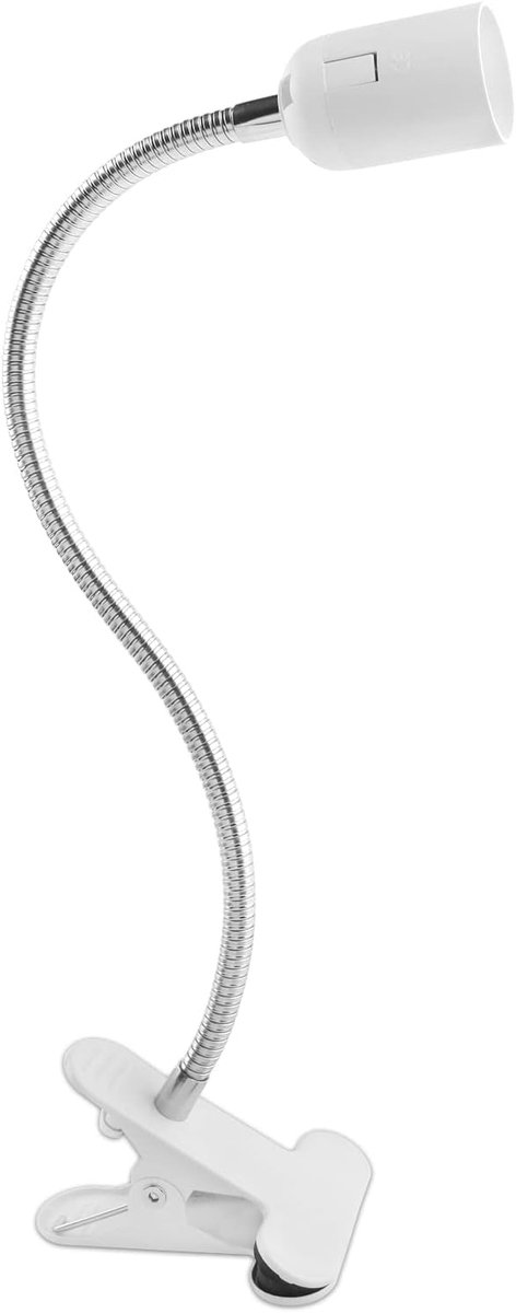 SnelShoppen - E27 Fitting met Klem, Kabel met Aan/Uit Schakelaar en EU Plug, 360° Verstelbare Gooseneck Clip, Wit (zonder lamp)