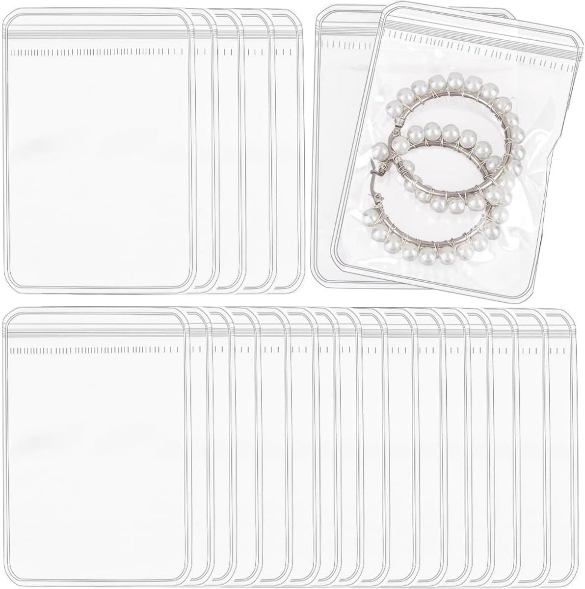 SnelShoppen - 100 Stuks PVC Juwelen Tassen 6.8 x 10.5cm Transparante Ziplock Pouches voor Sieraden, Anti-tarnish Organizer voor Armbanden en Ringen