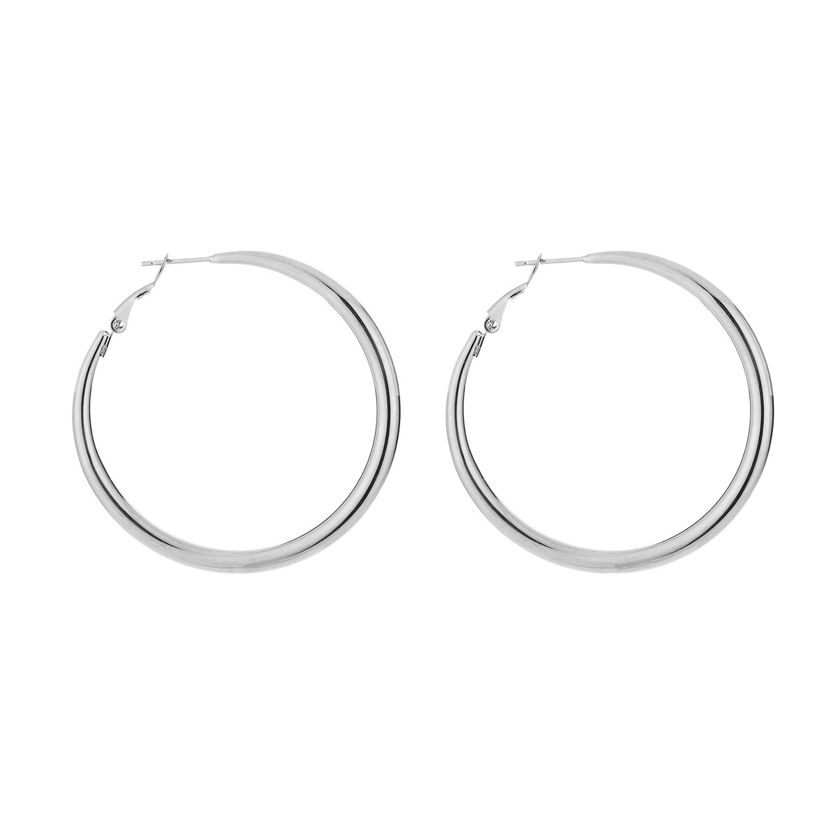 Stainless Steel Klassieke Large Basic Hoops (50mm) – Grote & Elegante Oorringen – RVS - Zilver