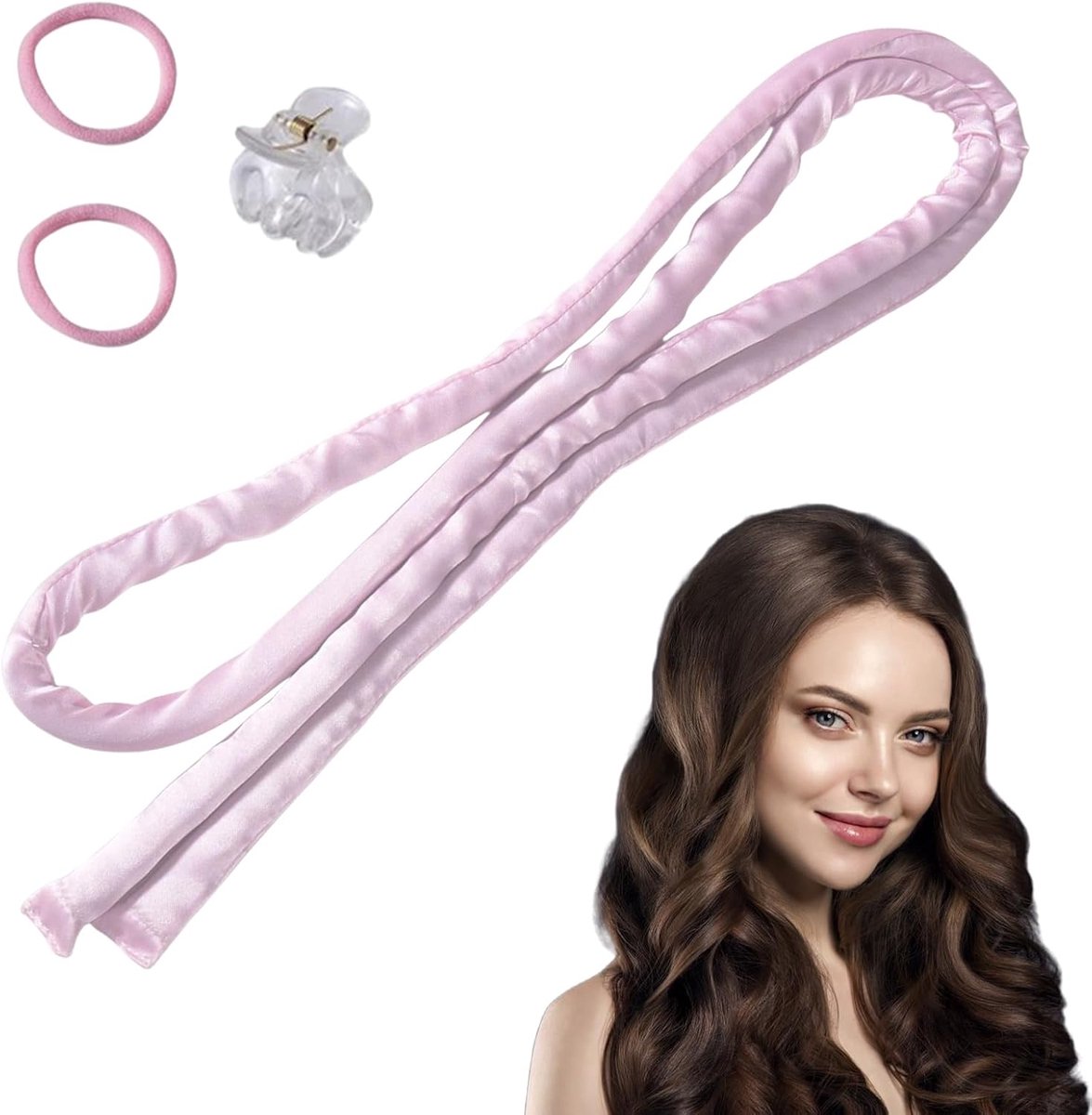 SnelShoppen - 4 Stuks Heat Free Curlers - Grote Haar Krullers - Hittevrije Haar Foam Krullers - Hypoallergene Haardracht Bands - Roze, Medium - Voor K