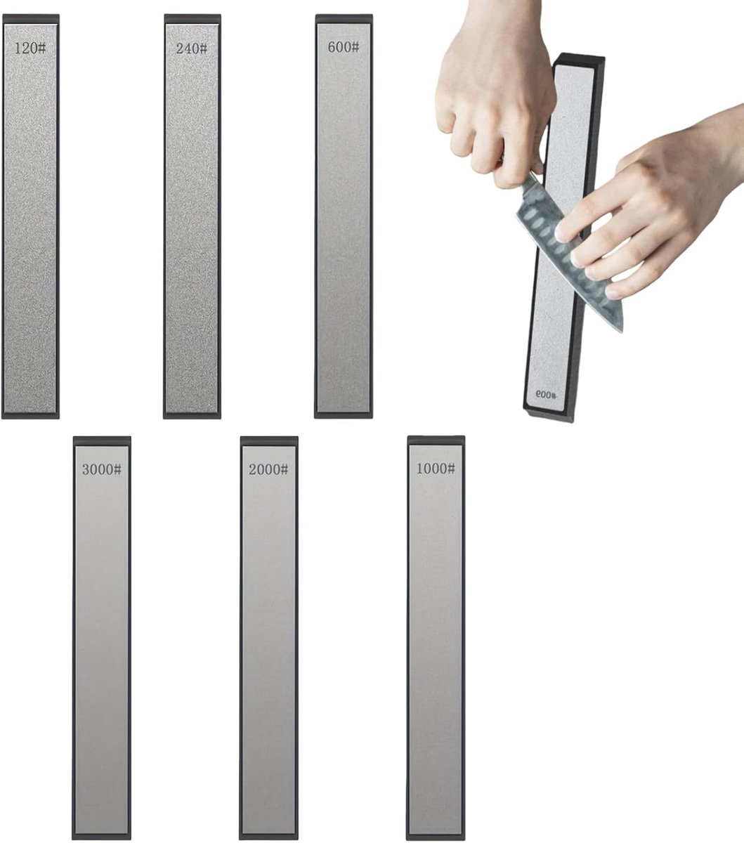 SnelShoppen - 6 stuks Diamant Slijpsteen Set - Draagbare Messenslijper Steen voor Keuken en Huishouden - Diverse Korrelgroottes 120, 240, 600, 1000, 2