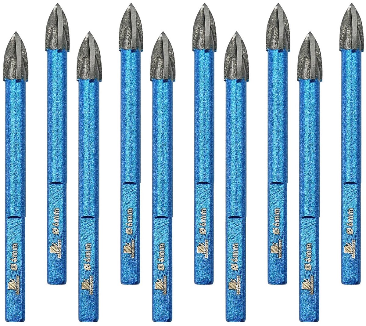 SnelShoppen - 10-delige 6MM Carbide Boor Set voor Beton, Tegels, Glas, Keramiek, Metselwerk - Triangulaire Shank voor Precisie en Veelzijdig Gebruik