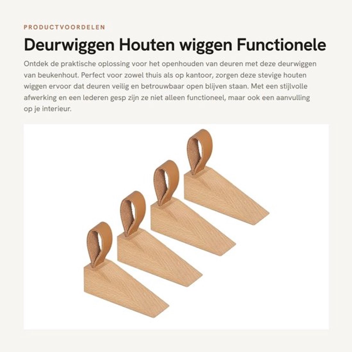 Houten deurwiggen - antislip design - set van 4 - duurzaam