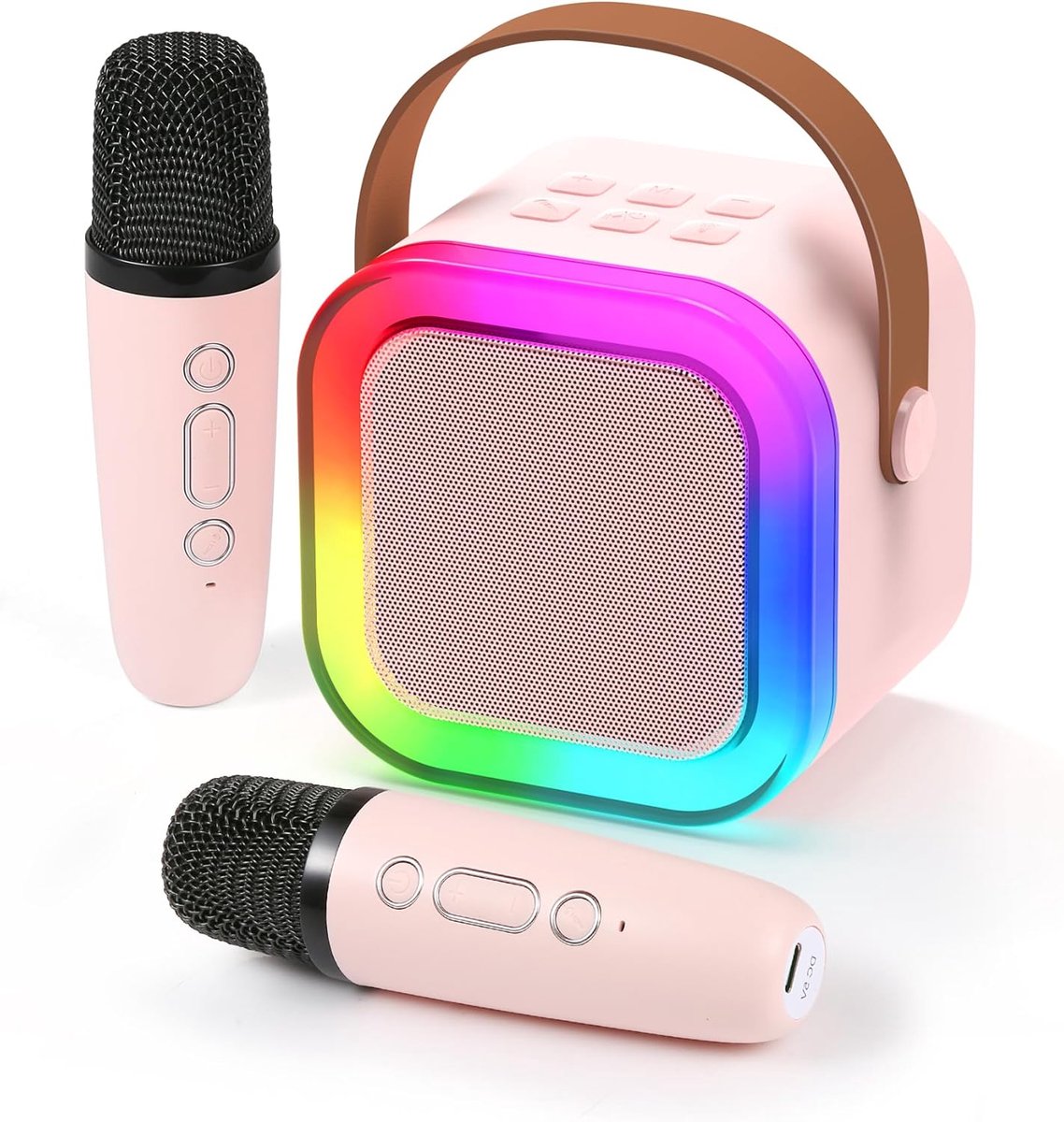 SnelShoppen - Draadloze Karaoke Microfoon voor Kinderen met 2 Microfoons, LED Lichten, Draagbare Karaoke Machine voor Feesten, Verjaardagscadeau voor