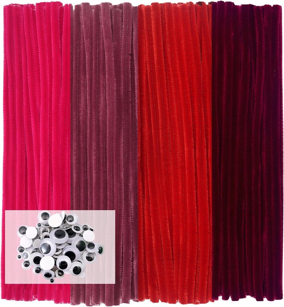 100 Stuks Pijpenragers voor Creatief Knutselen - Chenille Draad 30cm x 6mm met Zelfklevende Bandjes voor DIY Decoratie en Ambachten
