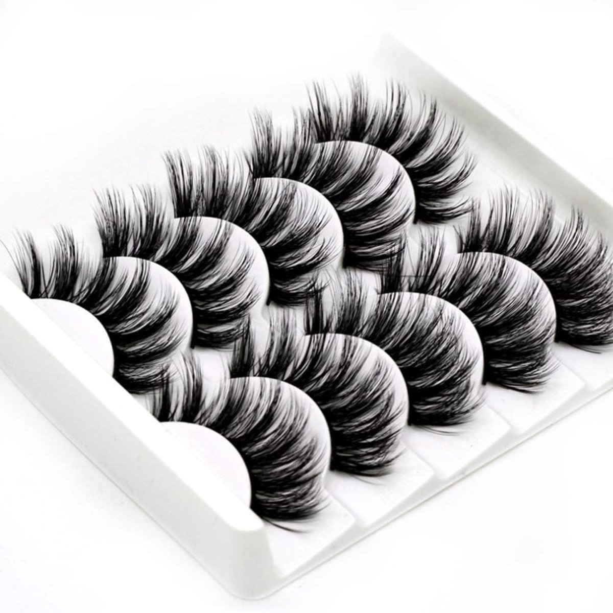 SnelShoppen - False Eyelashes 5 Pairs 3D Wimpers Herbruikbaar Lang Handgemaakt voor Oog Make-up - Zachte Valse Wimpers (3D-47)