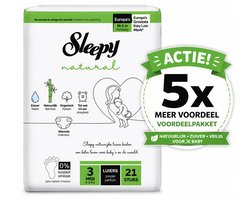 Sleepy Natural Ultra Sensitive Babyluiers Maat 3 Midi (4-9 kg) - 21 stuks