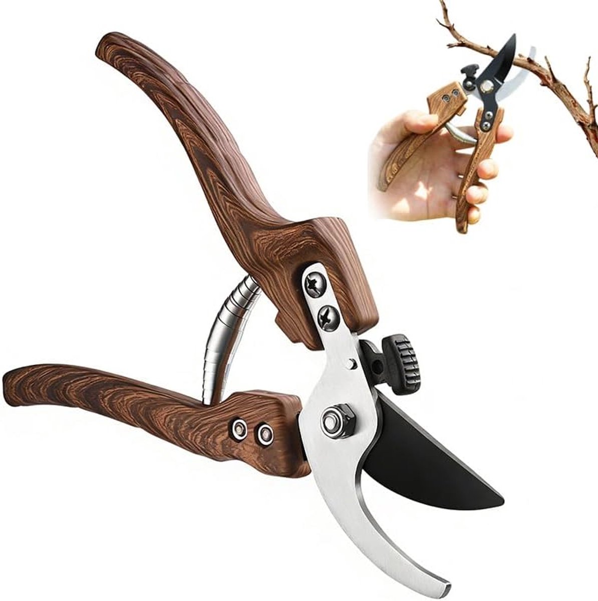 SnelShoppen - Professionele Tuinscharen Ergonomisch Met SK5 Staal, Bypass Secateurs Met Geïntegreerde Veer, Voor Precisie Snijden Van Verse Takken, Li