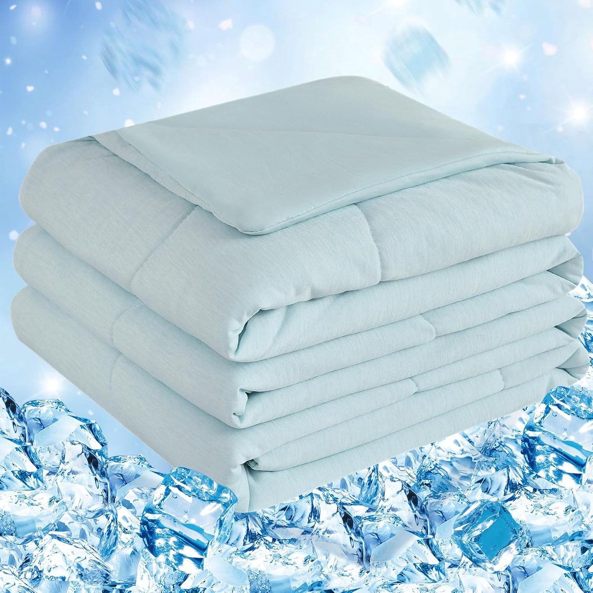 SnelShoppen - Summer Cooling Blanket 228x274CM - Koel Dekbed zonder Hoes - Arc-Chill Technologie >0.45 - Ideaal bij Nachtzweten - IJzig Blauw