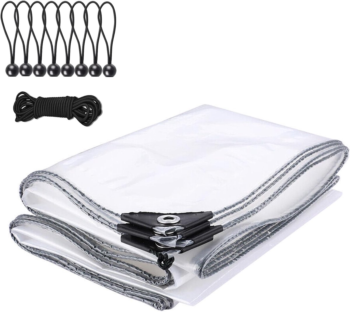 SnelShoppen - Waterdichte Transparante Zeiltarpaulin met Oogjes 2x6m, Weerbestendig, Duurzaam, Regenbescherming, Voor Tuinmeubels, Balkon, Planten, Se