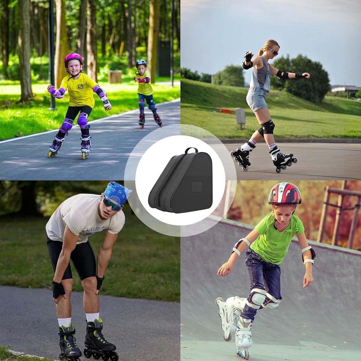 SnelShoppen - Volwassen Skates Bag - Drie Laags Roller Skate Tas - IJsschaatsen Tas - Praktische Opbergtas voor Roller Skaten en IJsschaatsen - 40x25x