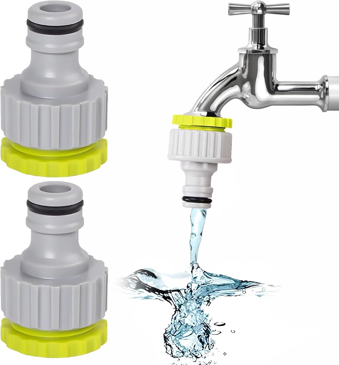 SnelShoppen - 2 Pcs Faucet Adapter 1/2 Inch 3/4 Inch 2-in-1 Tuin Kraan Connector voor Keuken en Buiten, Universele Slangadapter, Hoogwaardige Material