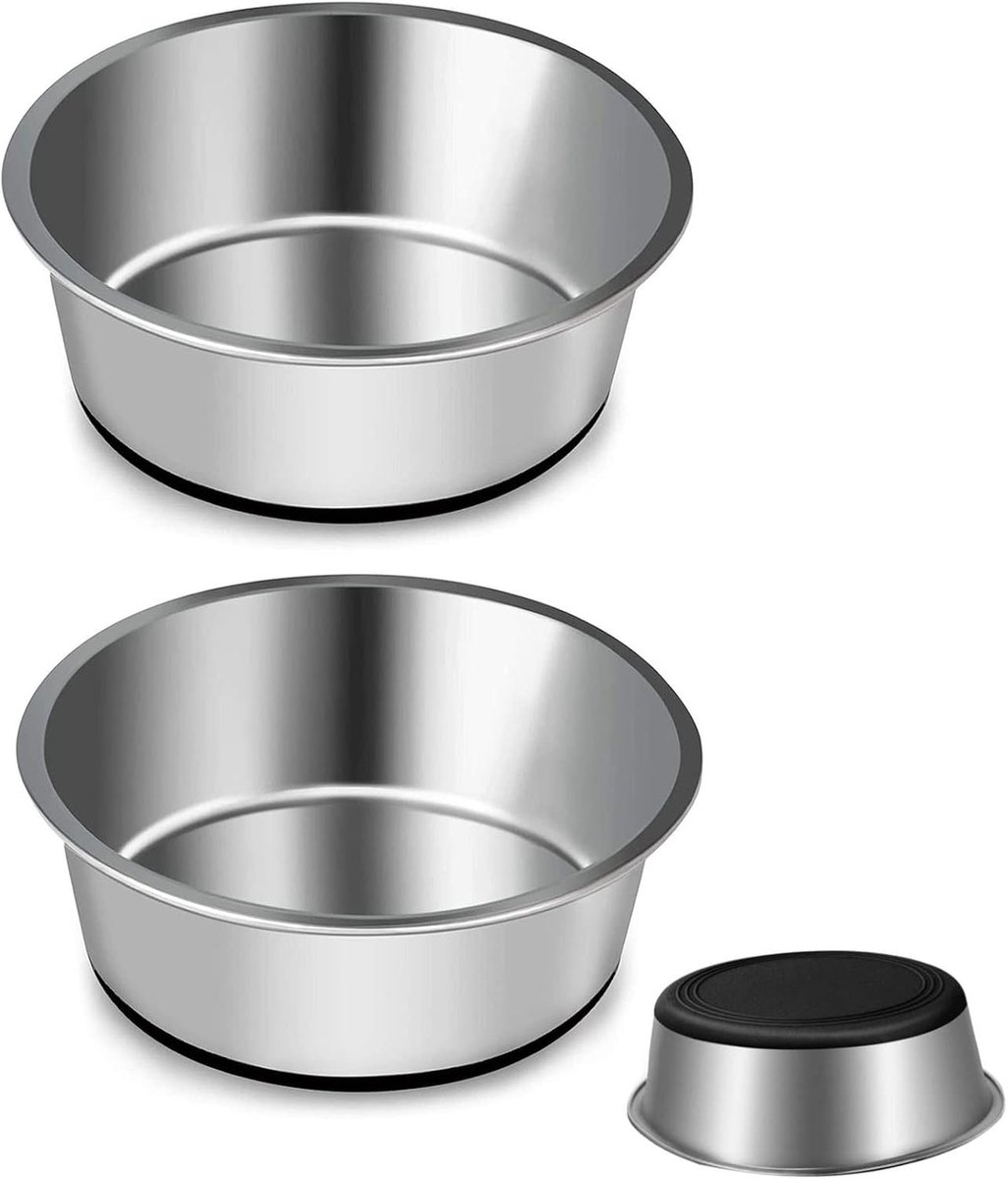 SnelShoppen - RVS Hondenkom - Voer- en Waterbak met Antislip Siliconen Basis voor Middelgrote en Grote Huisdieren, Ø20cm, 1.75L