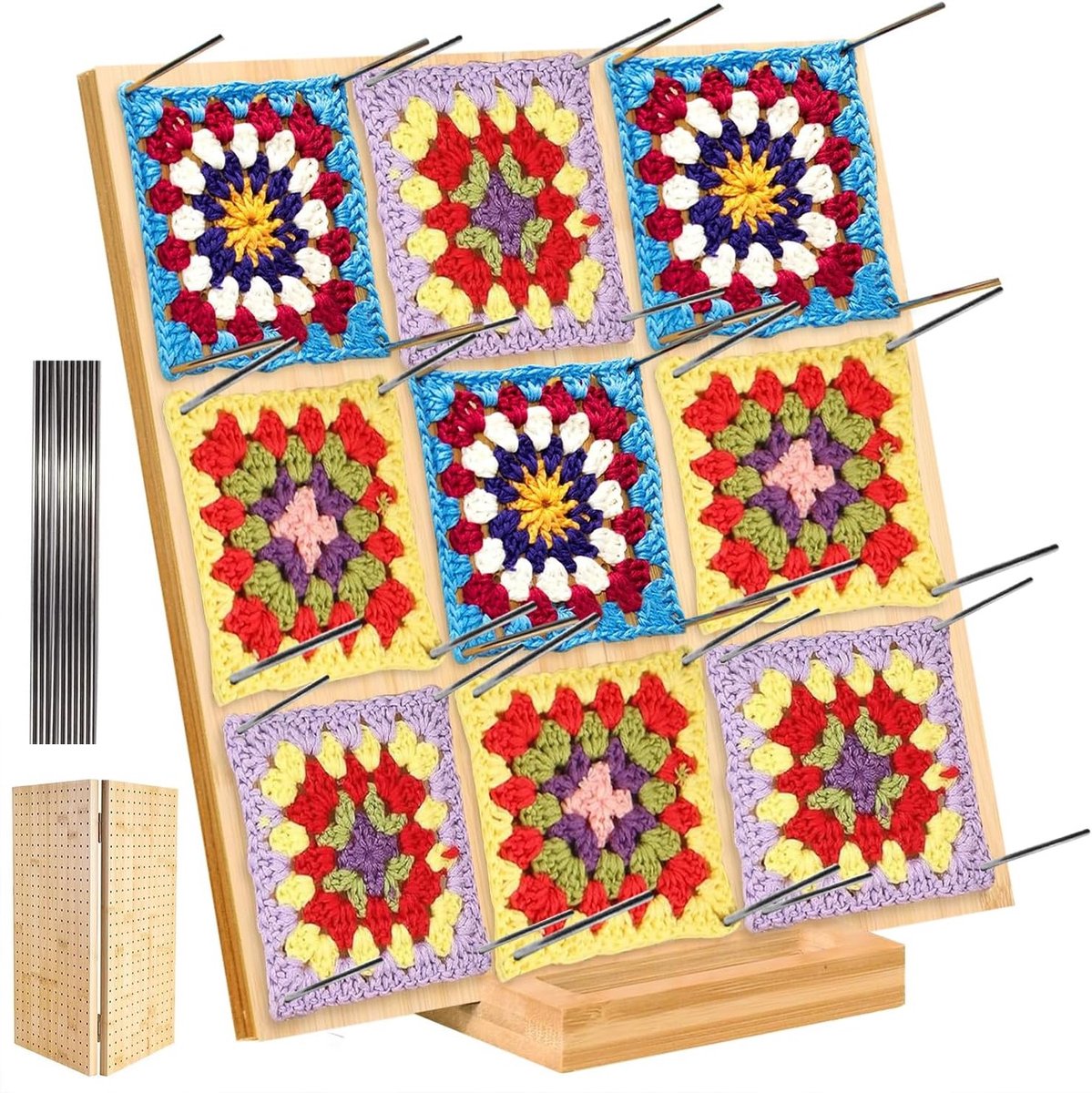 Handige Haakblokkeerplank van 33,5 cm met 20 Pins voor Perfecte Granny Squares en Haakprojecten, Onmisbare Accessoires voor Beginners en Gevorderden