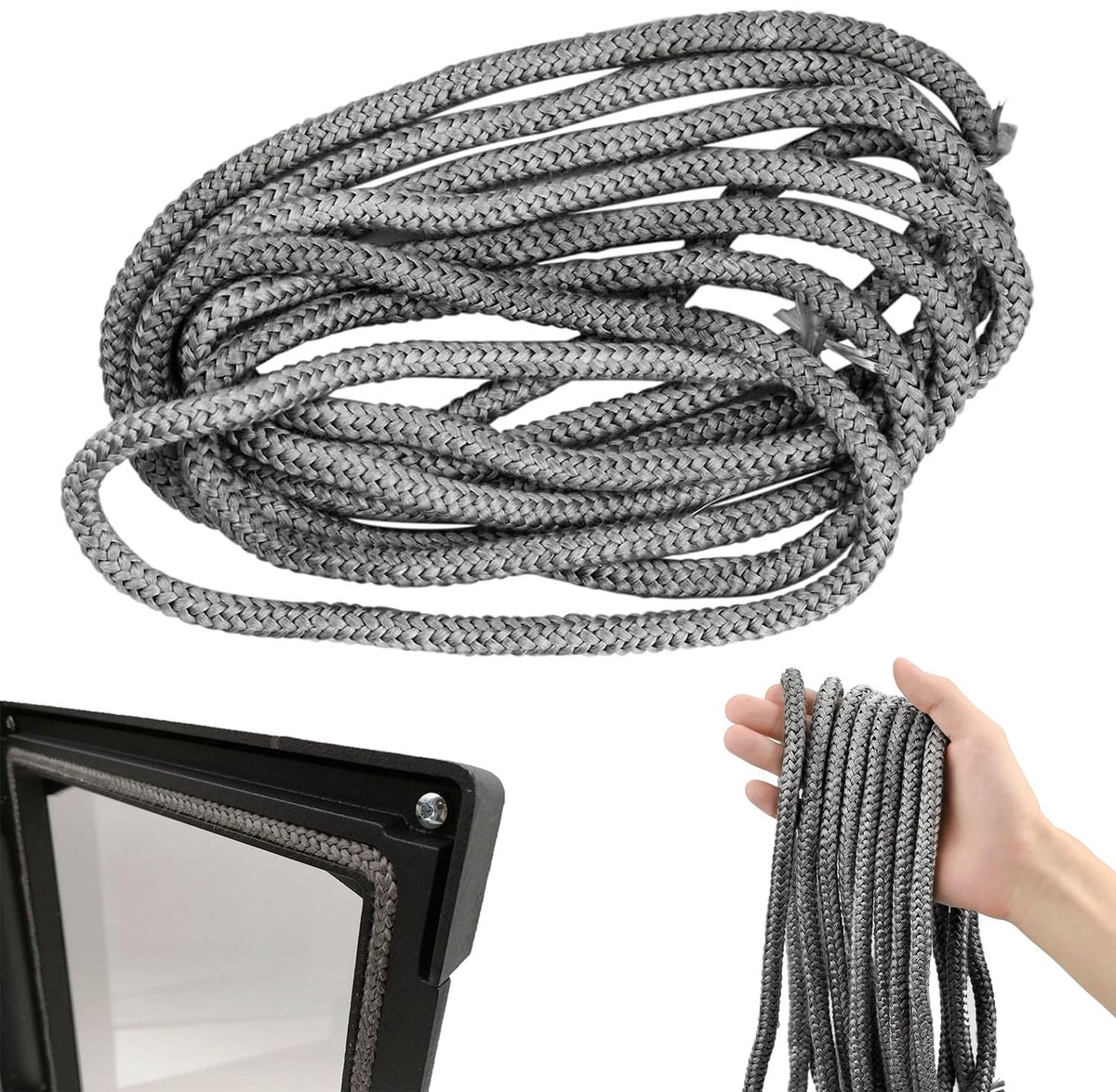 SnelShoppen - 1 Stuk Oven Sealing Cord 8mm x 3m - Brandveilige Sealing Tape voor Oven, Kachel, Schouw en Open Haard - Hoge Temperatuur Weerstand - Fle