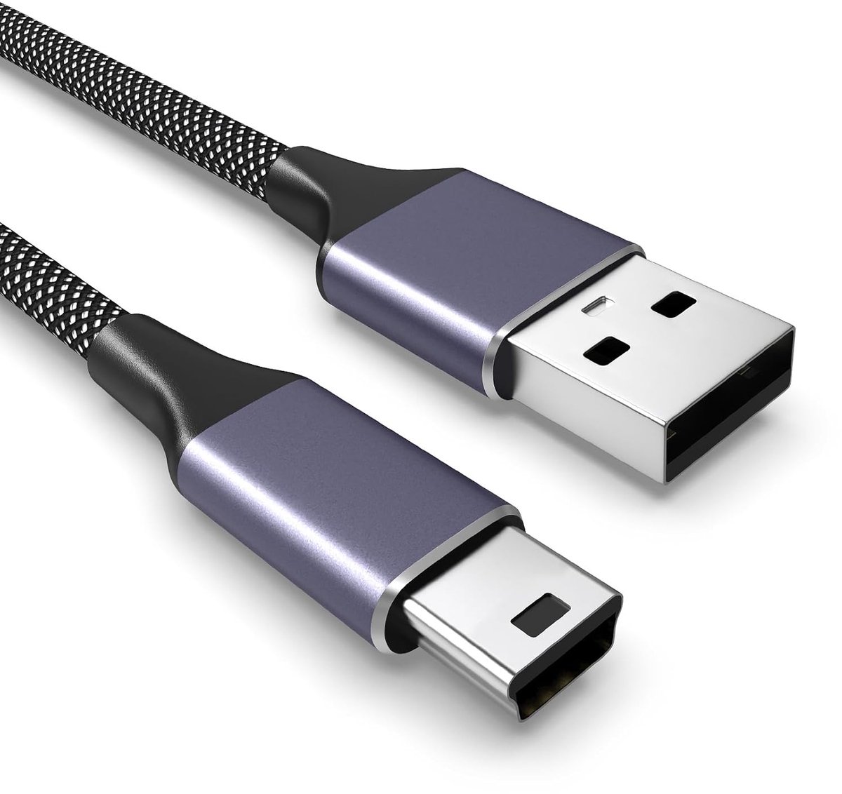 SnelShoppen - 1m Mini USB Kabel, USB 2.0 naar Mini B, 480Mbps Dataoverdracht, Snelle Oplader voor Ti 84 Plus CE/Plus, Ti Nspire CX II, PS3 Controller,