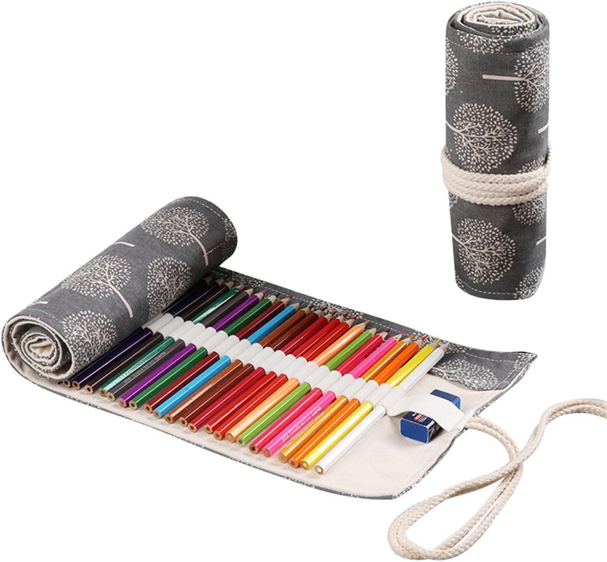 SnelShoppen - Makeup Bag met 48 Compartimenten, Multifunctionele Reistas, Roll-Up Pennenzak voor School, Reizen, Kantoor, Multikleur, Duurzaam en Wasb