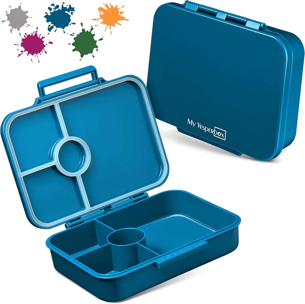 SnelShoppen - My Vesperbox Broodtrommel voor Kinderen met Vakken, Lunchbox met Scheidingsvakken, Bento Box, Snackbox voor School en Kleuterschool, Ide