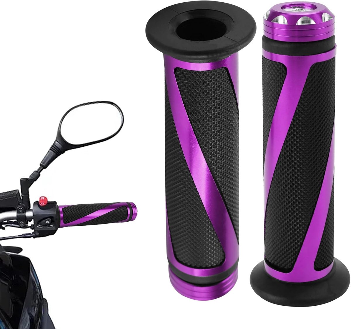 SnelShoppen - 2pcs Motorfiets Handvatten, 22mm/24mm Rubber Handgrepen, Antislip Motorbar Handvatten, Comfortabele Fiets Grips voor Motocross en Dirt P
