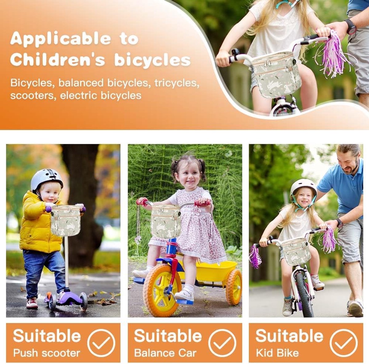 SnelShoppen - Stuurtas voor Kinderen, Fietsmand voor Loopfiets en Kinderfiets, Multifunctionele Lenkertas, Waterdichte Fietsstuurtas, Geschikt voor Me