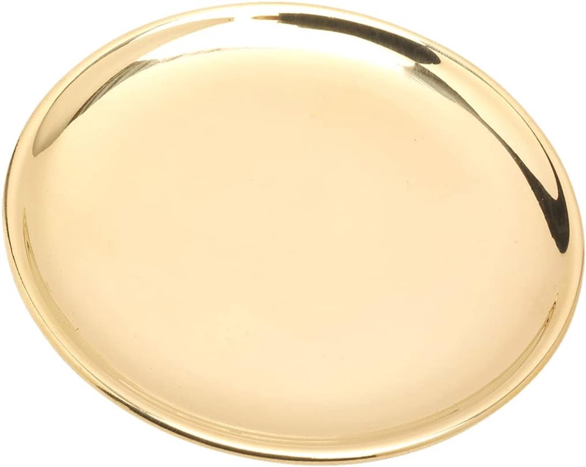 SnelShoppen - Modern Polished Brass Gouden Kaarsenbord Ø12cm - Decoratief Kaarsaccessoire - Luxe Tafeldecoratie voor Feest, Keuken en Woonkamer