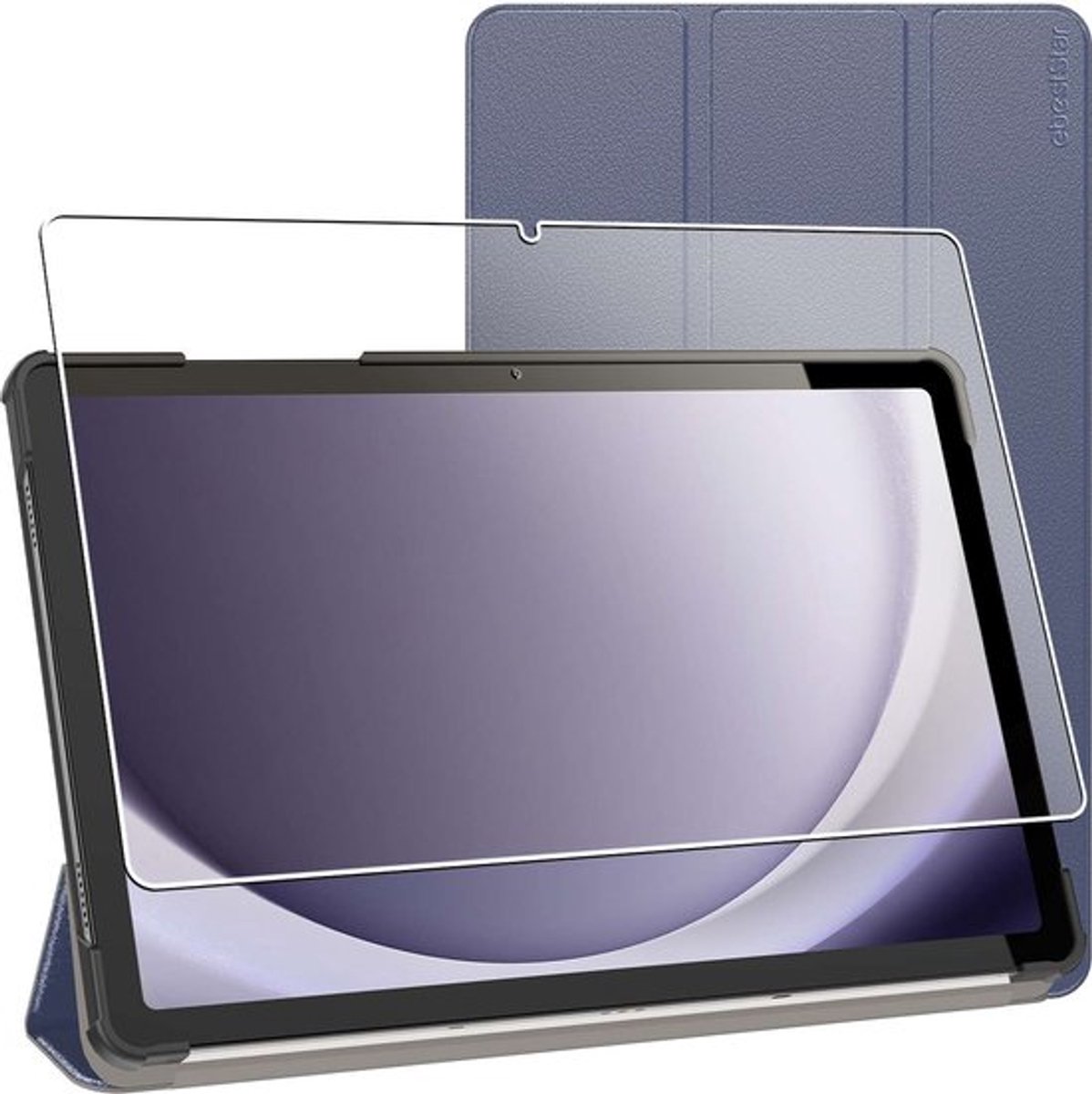 ebestStar - Hoes geschikt voor Samsung Galaxy Tab A9+ (2023) SM-X210, Slanke Design PU Lederen Etui, Automatische Slaap/Wake, SmartCase hoesje, Donkerblauw + Gehard Glas