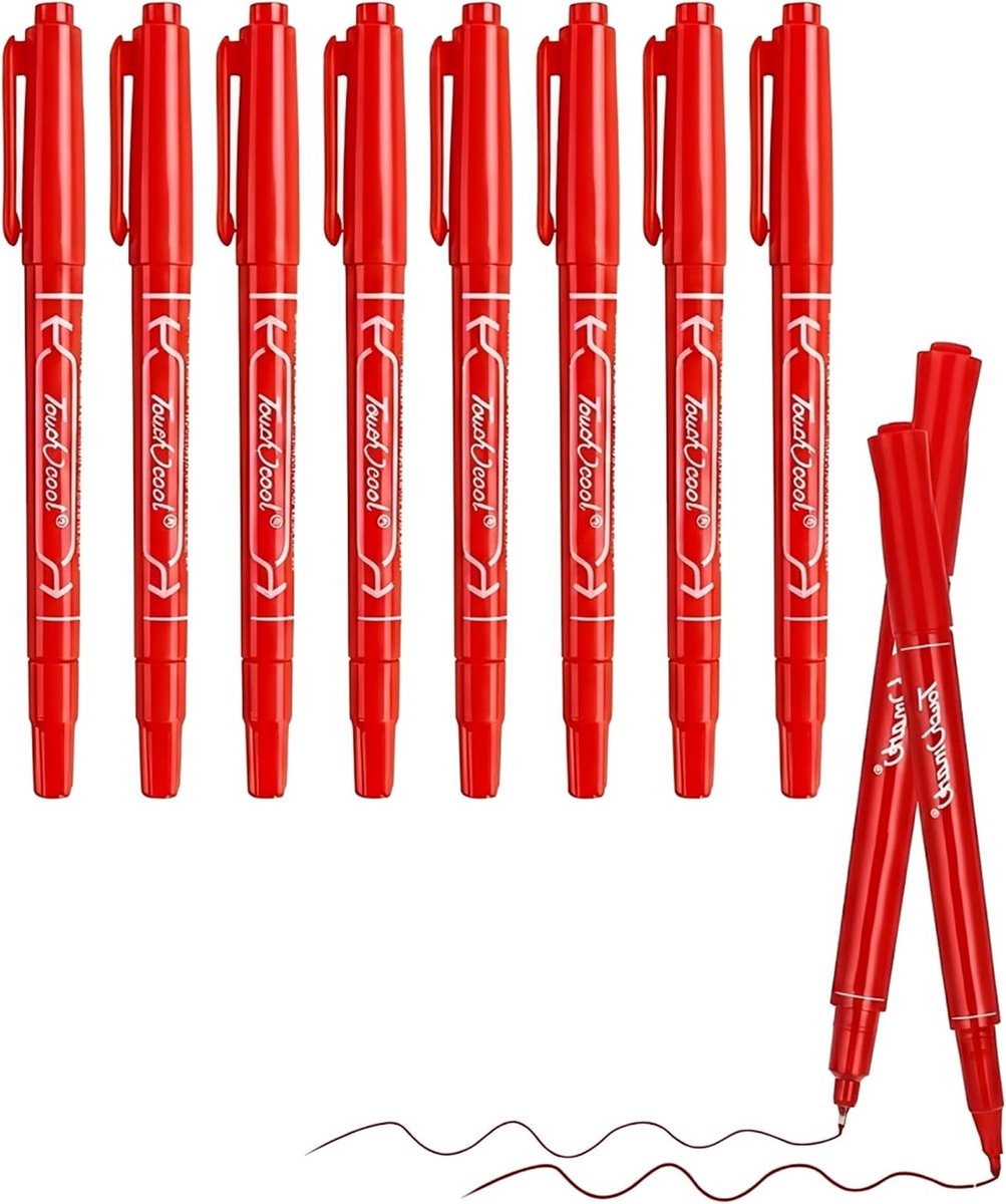 SnelShoppen - 10 x Zwarte Permanente Marker Fijne Punt Oliehoudende Markers Sneldrogend Waterdicht Dubbelzijdige Stiften voor Kantoor School Kunst en