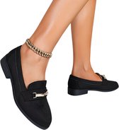 Currero Loafers Dames - Met Hak - Damesschoenen - Instappers - Schoenen - Zwart - Maat 42.5