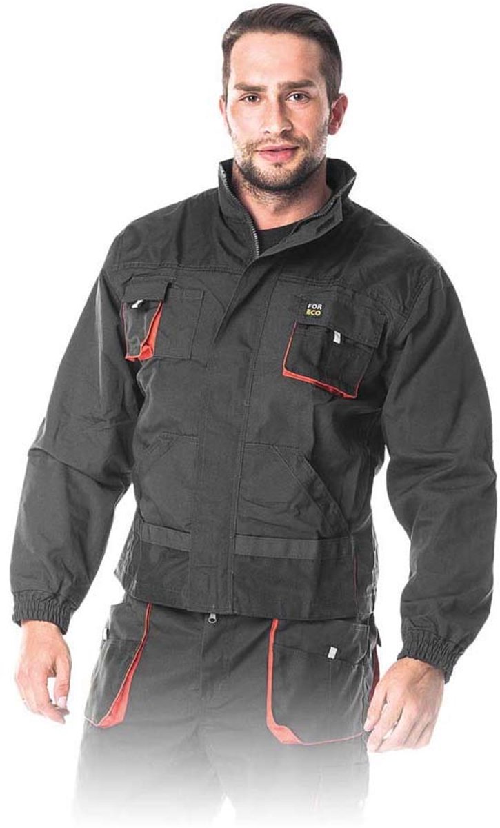 SnelShoppen - REIS Work Jacket, Beschermende Jas, Veiligheidsjas, Veiligheidsblouse, 260g, Staal-Zwart-Oranje, Maat L, Ideaal voor Werk en Veiligheid