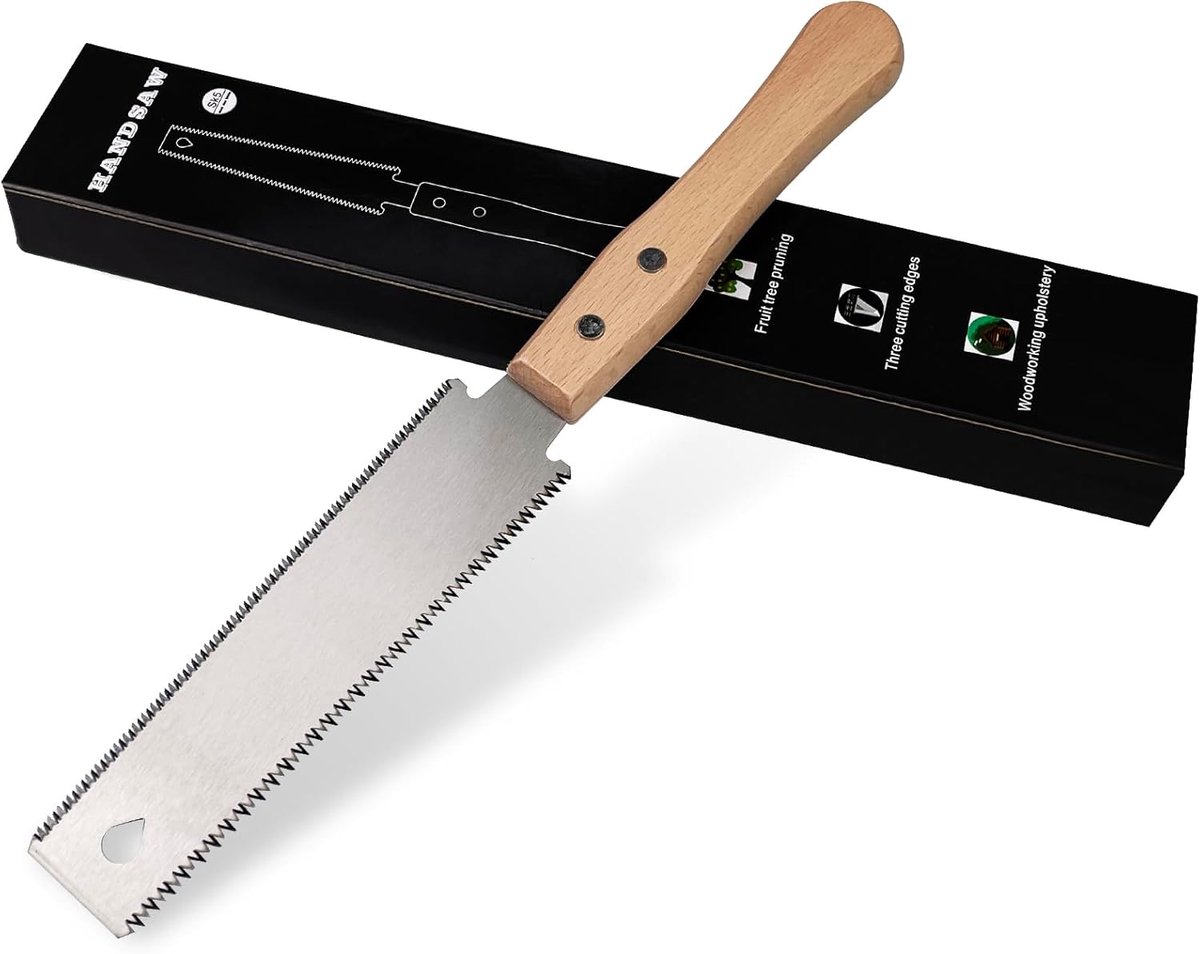 SnelShoppen - Japanse Zaag Professionele Handzaag voor Houtbewerking, Dubbelzijdige Tand, Koolstofstaal Lemmet, Ergonomische Beuken Hout Handgreep, Id