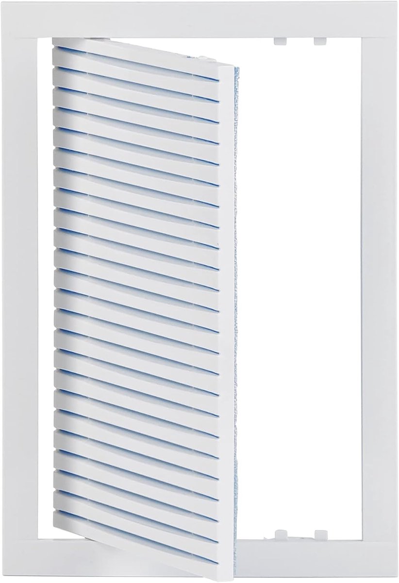 SnelShoppen - Ventilatierooster 20x30 cm met Rotatie en Filter, Witte Luchtopening 200x300mm voor Eenvoudige Montage en Inspectie, ABS Kunststof