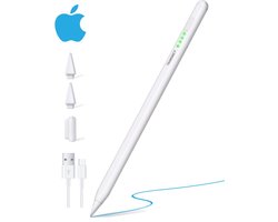 TRANSNECT Stylus pen - voor iPads 2018-2025 - Alternatief voor Apple Pencil - iPad Pen met Palm Rejection - met 2 Extra Punten - Wit