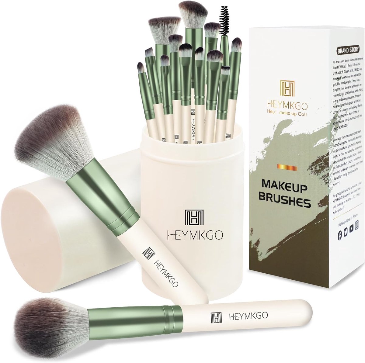 SnelShoppen - 15-delige Makeup Brush Set met Premium Synthetic Borstels, Inclusief Kabuki Foundation, Poeder, Concealer, Blush, Oogschaduw en Houder v