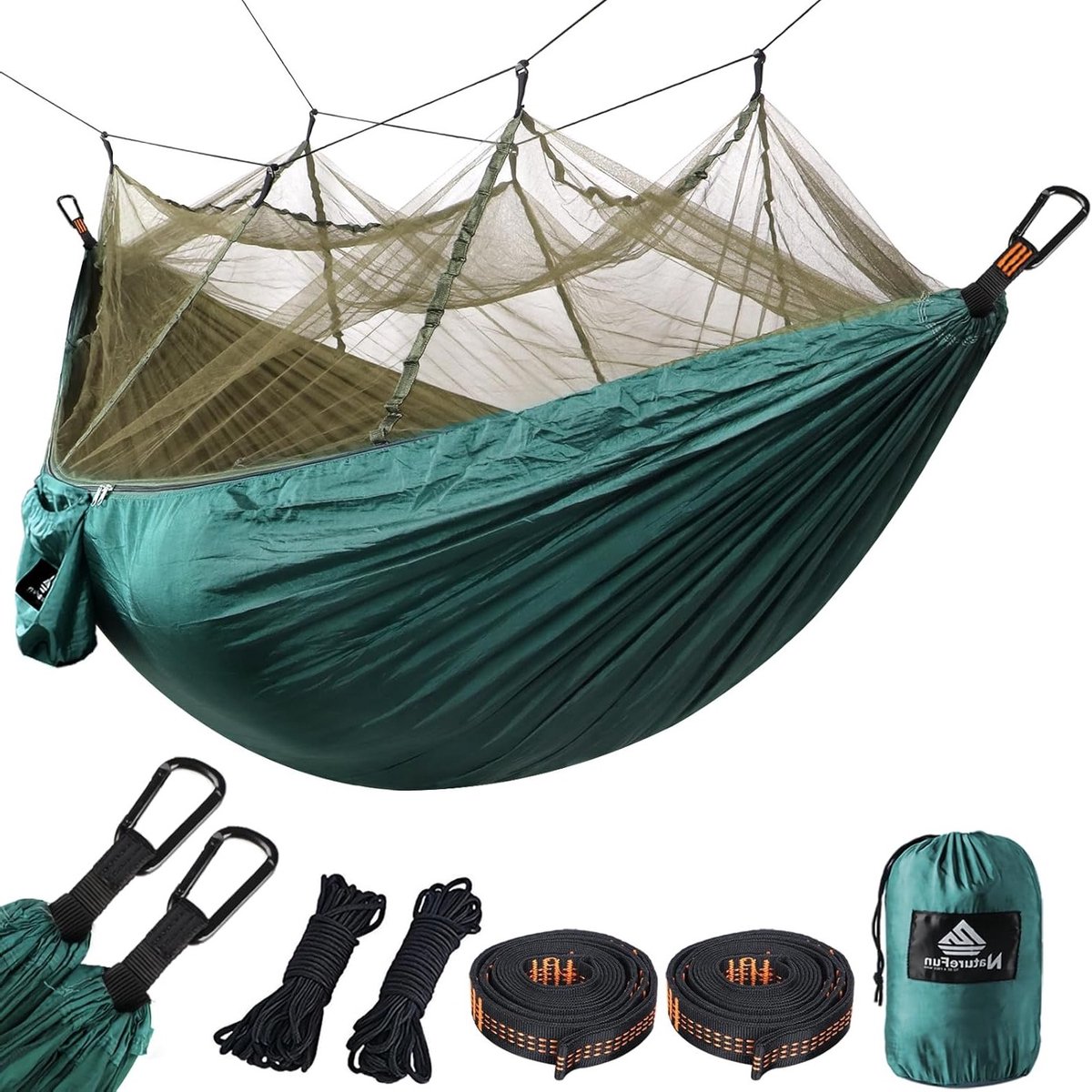 Ultralight Mosquito Net voor Camping Hammock - Ademend, Sneldrogend, 300 kg Draagvermogen met Carabiners en Nylon Lussen