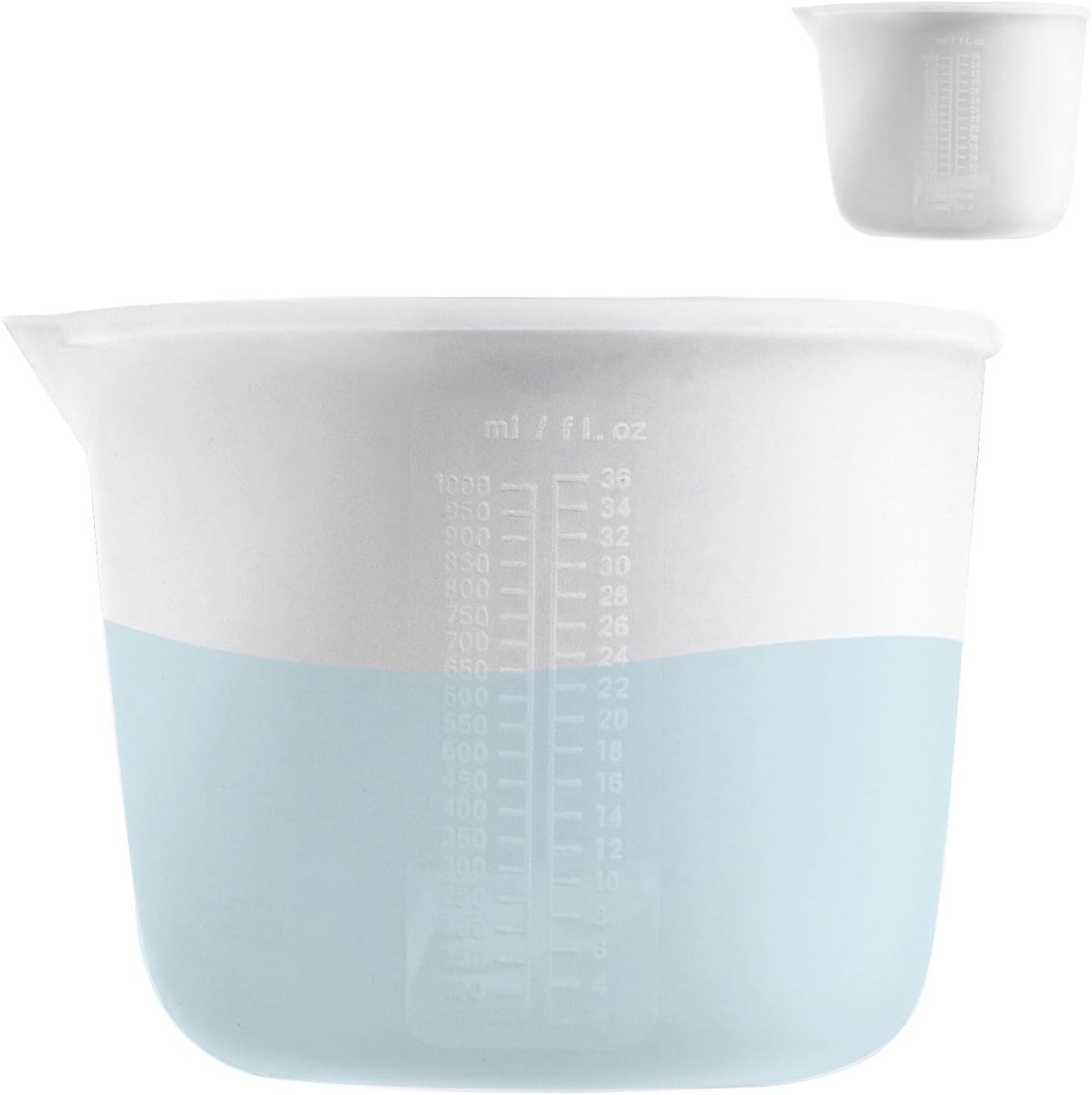 SnelShoppen - Silicone Meetbekers 1000ml - Flexibele en Duurzame Siliconen Maatbeker - BPA-vrij - Voor Epoxy Resin, Keuken DIY, Handwerk en Creatieve