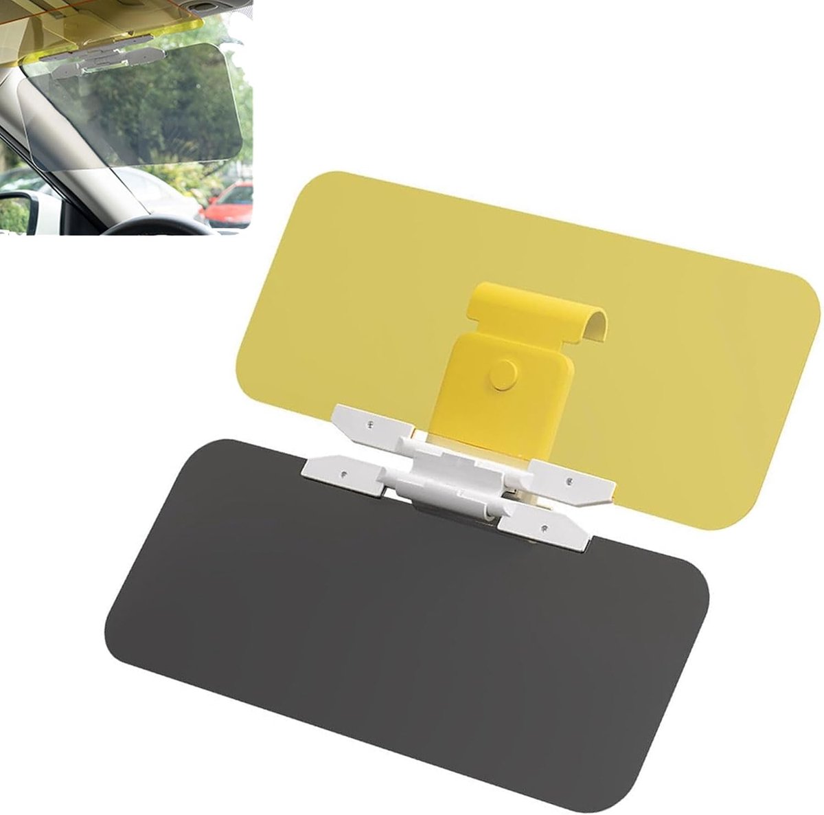 SnelShoppen - 2-in-1 Auto Zonnevisier, Verstelbare Glansbescherming, UV Bescherming, Universeel voor Auto en Bus