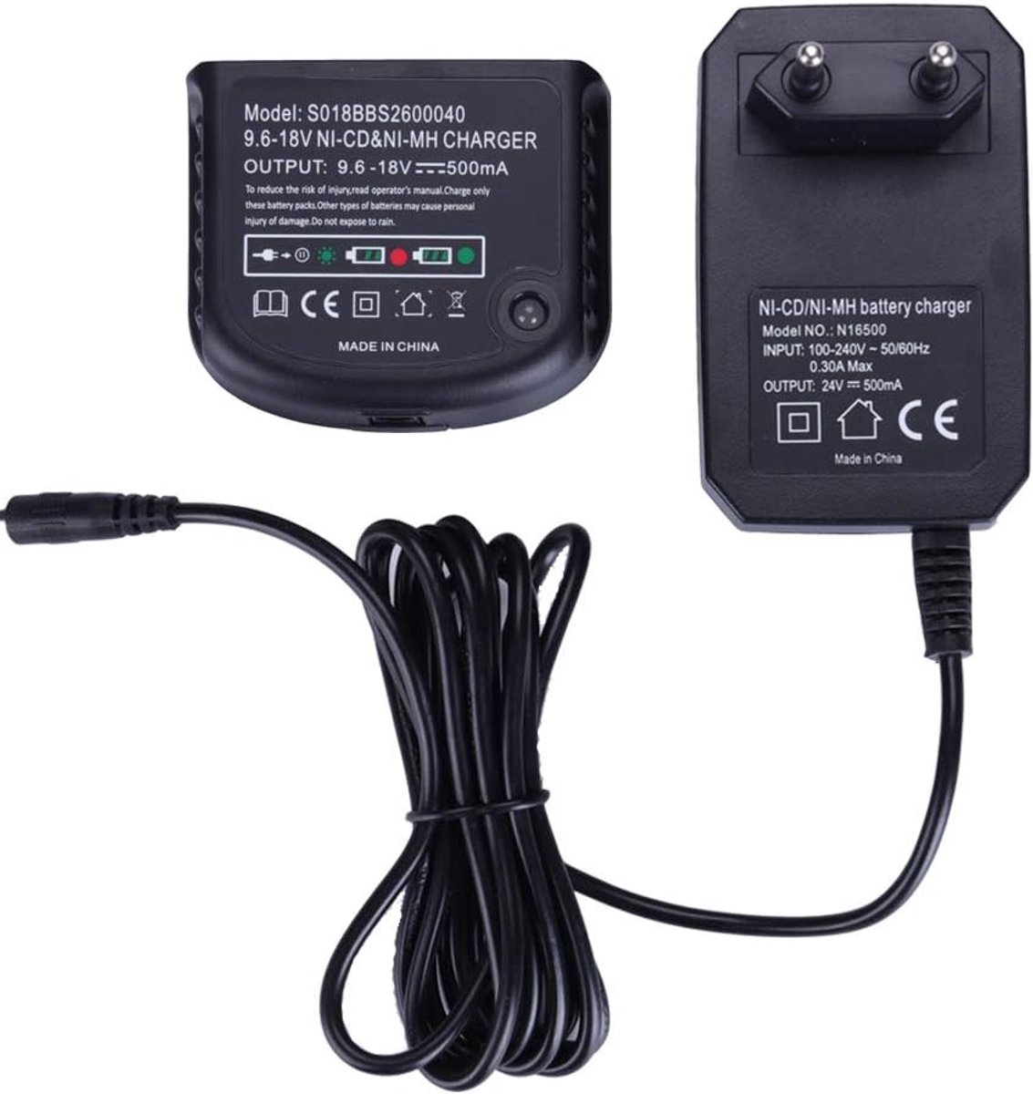 SnelShoppen - Ni-MH/Ni-CD Acculader voor 9.6V-18V Boormachines, Geschikt voor Diverse Accu's, Snelle Oplader, Ideaal voor Klussen en Doe-Het-Zelf Proj