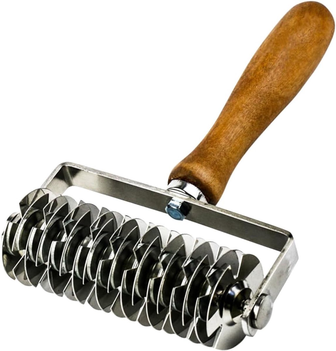 SnelShoppen - Roestvrijstalen Deegroller met Houten Handgreep, Lattice Cutter voor Pizza, Brood, Taart en Pasta - Duurzaam Keukenaccessoire voor Bakli