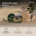 Drie Zwitzyro's: één met vogel, één met landschap en één van hout, die verschillende sferen creëren.