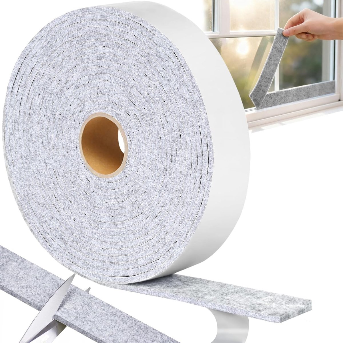 SnelShoppen - Zelfklevende Viltstrips 6 m x 2 cm - Grijze Vilt Glijders voor Meubels, Deuren en Ramen - Vochtabsorberend en Beschermend - Perfect voor