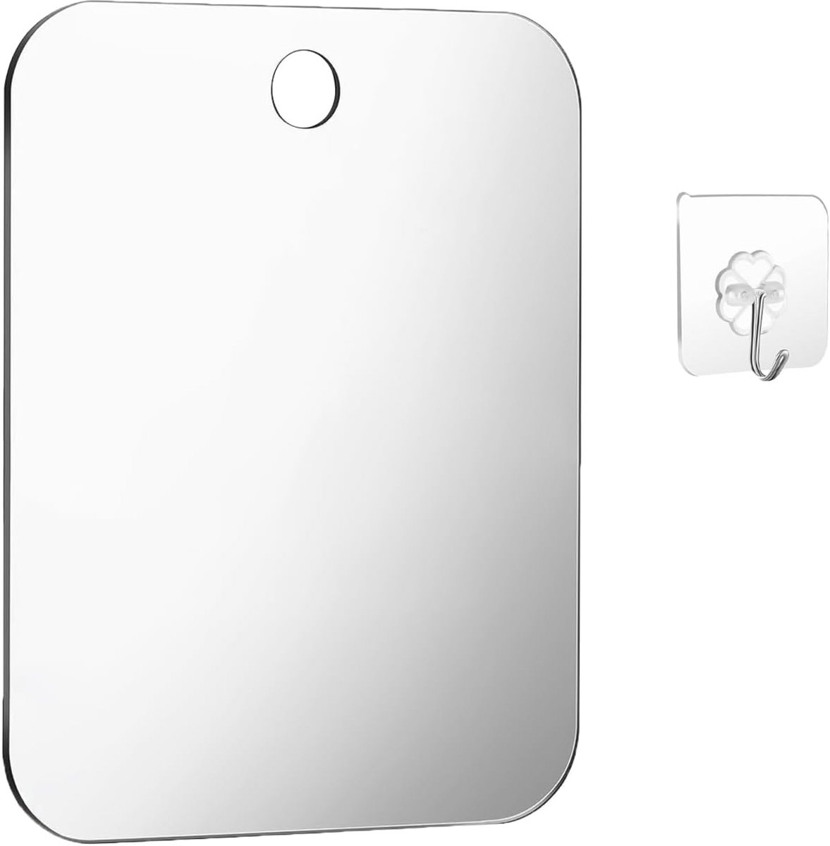 SnelShoppen - 2 stuks Scheerspiegels voor Douche 30x20 cm - Draagbare Acryl Wandspiegel met Haken - Condensvrije Campingspiegel voor Badkamer en Thuis