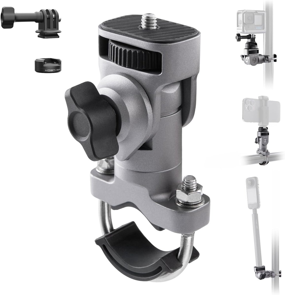 Aluminium U-vormige Beugelhouder voor Action Cameras met 2 Kussens en 1/4 Inch Draad voor Stabiliteit en Veiligheid
